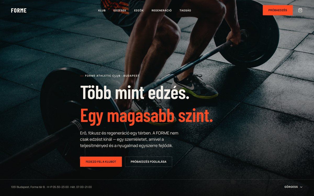 FORME Athletic Club - weboldal előnézet