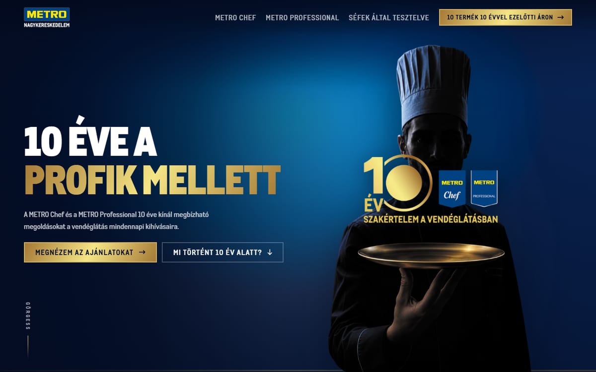 METRO Chef & Professional - 10 év - weboldal előnézet